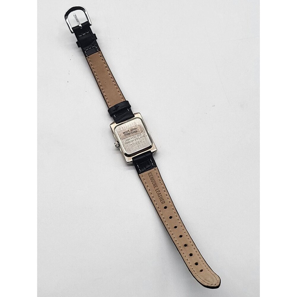 Carriage by Timex Silver Tone Rectangle Case Women's Watch Black Leather Band - Picture 9 of 10